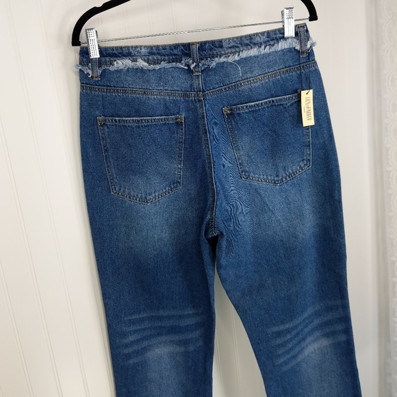 LILY & PARKER Distressed Raw Edge Denim Ankle Jean Sz 29 - Picture 8 of 13